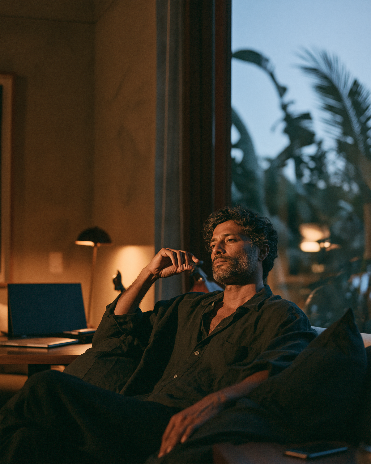 Man lying awake at night